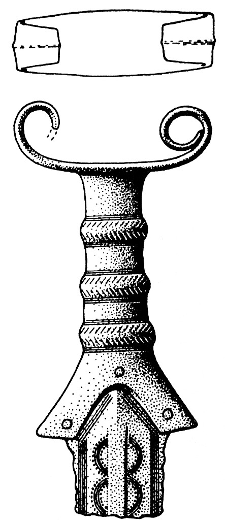 Kresba jílce meče z Horní Lidče