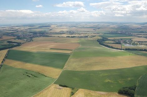 Letecký snímek lokality Němčice nad Hanou